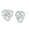 Thumbnail Image 0 of Lab-Created White Sapphire Trinity Knot Drop Earrings in Sterling Silver