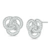 Lab-Created White Sapphire Trinity Knot Drop Earrings in Sterling Silver