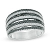 Thumbnail Image 0 of Lab-Created Black Spinel and White Sapphire Multi-Row Ring in Sterling Silver