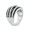 Thumbnail Image 1 of Lab-Created Black Spinel and White Sapphire Multi-Row Ring in Sterling Silver