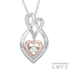 Thumbnail Image 1 of Unstoppable Love™ 0.14 CT. T.W. Diamond Heart Motherly Love Pendant in Sterling Silver and 10K Rose Gold