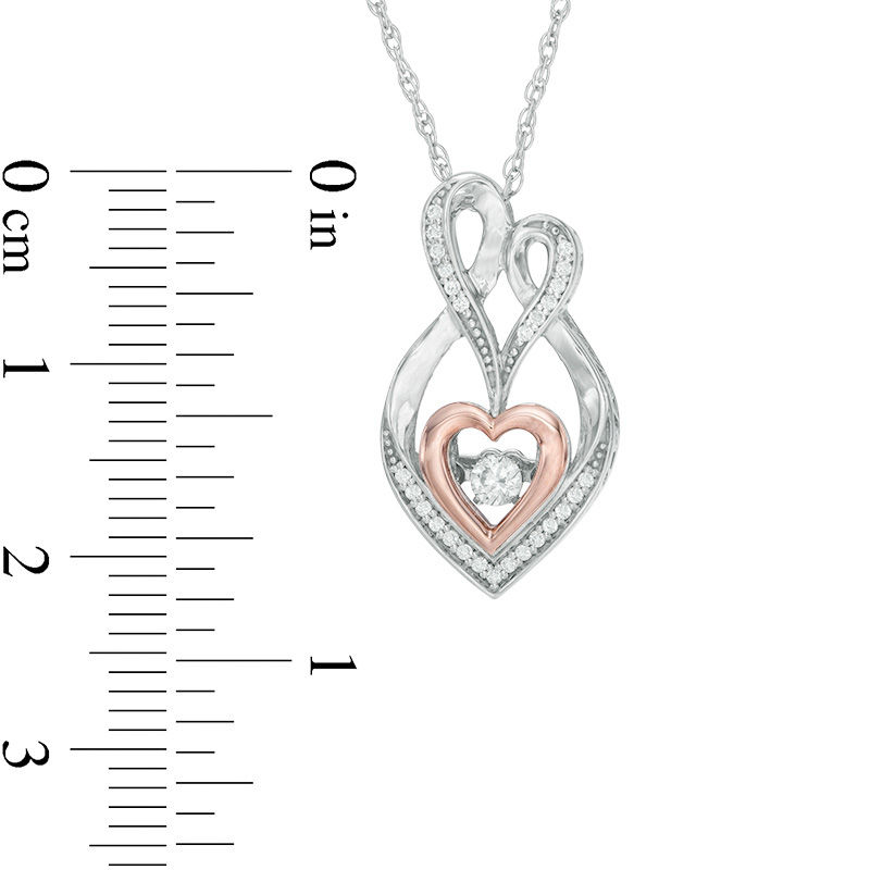 Main Image 2 of Unstoppable Love™ 0.14 CT. T.W. Diamond Heart Motherly Love Pendant in Sterling Silver and 10K Rose Gold