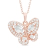 Thumbnail Image 0 of Multi-Shaped Lab-Created White Sapphire Butterfly Pendant in Sterling silver with 18K Rose Gold Plate