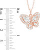 Thumbnail Image 1 of Multi-Shaped Lab-Created White Sapphire Butterfly Pendant in Sterling silver with 18K Rose Gold Plate