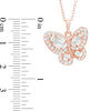 Multi-Shaped Lab-Created White Sapphire Butterfly Pendant in Sterling silver with 18K Rose Gold Plate