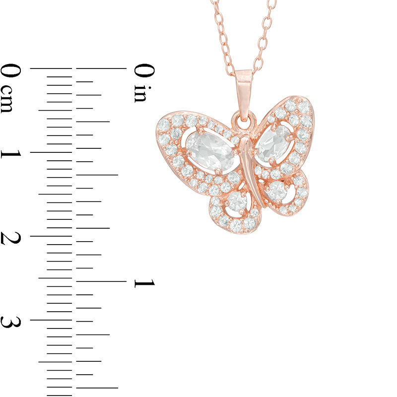 Main Image 2 of Multi-Shaped Lab-Created White Sapphire Butterfly Pendant in Sterling silver with 18K Rose Gold Plate
