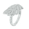Thumbnail Image 1 of Lab-Created White Sapphire Sideways Feather Ring in Sterling Silver