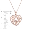 Thumbnail Image 1 of Lab-Created White Sapphire Scroll Heart Pendant in Sterling Silver with 18K Rose Gold Plate