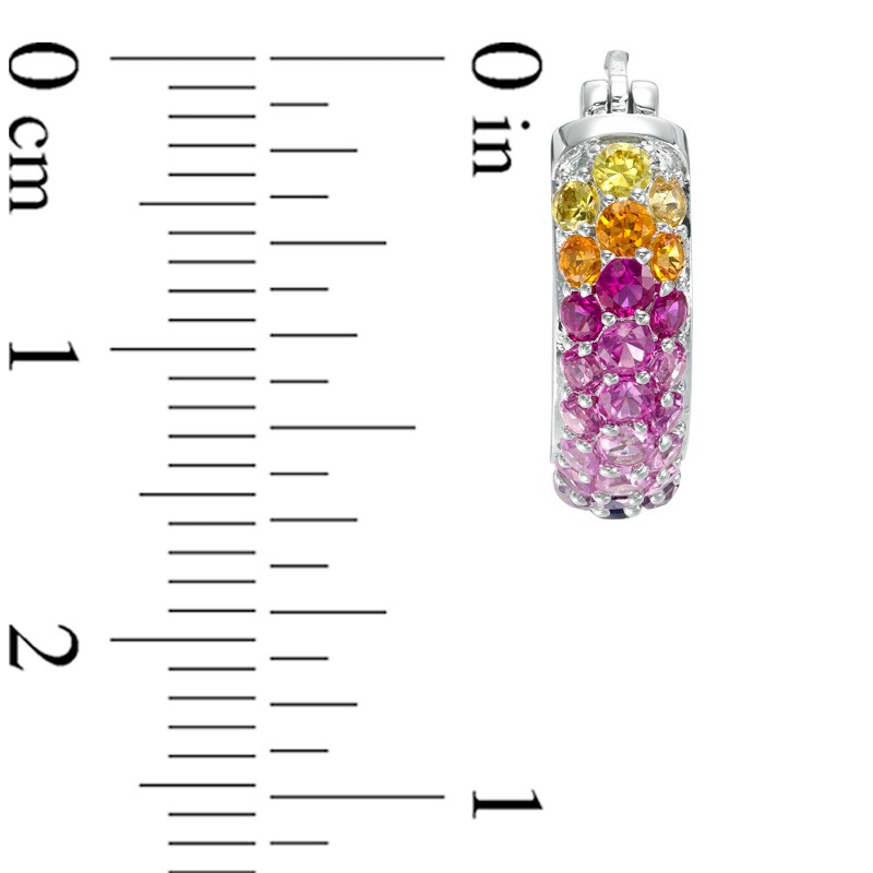 Main Image 2 of Lab-Created Ruby and Multi-Colour Sapphire Hoop Earrings in Sterling Silver