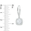6.5mm Lab-Created White Sapphire Cushion Frame Drop Earrings in Sterling Silver