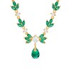 Thumbnail Image 0 of Lab-Created Green Quartz and White Sapphire Floral Necklace in Sterling Silver with 18K Gold Plate - 17"