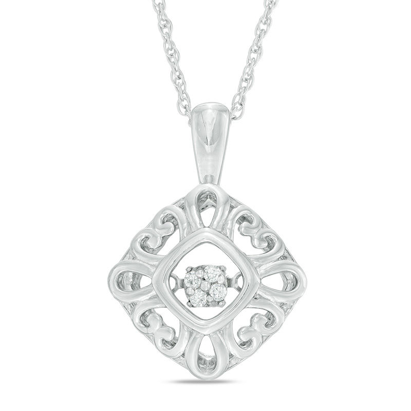 Unstoppable Love™ Composite Diamond Accent Tilted Square Hearts Pendant in Sterling Silver|Peoples Jewellers