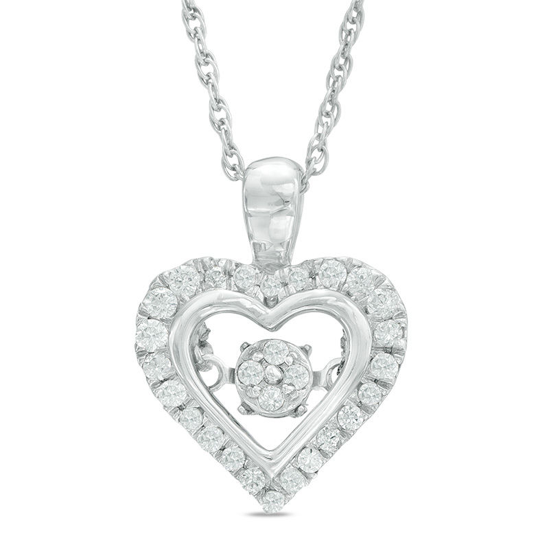 Unstoppable Love™ 0.18 CT. T.W. Composite Diamond Frame Heart Pendant in Sterling Silver|Peoples Jewellers