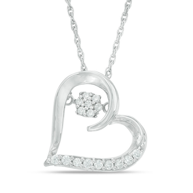 Unstoppable Love™ 0.15 CT. T.W. Composite Diamond Tilted Heart Pendant in Sterling Silver