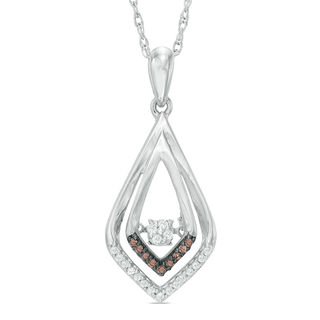 Unstoppable Love™ 0.15 CT. T.W. Champagne and White Composite Diamond Teardrop Pendant in Sterling Silver