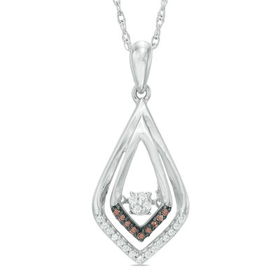 Unstoppable Love™ 0.15 CT. T.W. Champagne and White Composite Diamond Teardrop Pendant in Sterling Silver