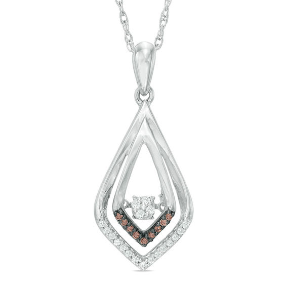 Unstoppable Love™ 0.15 CT. T.W. Champagne and White Composite Diamond Teardrop Pendant in Sterling Silver