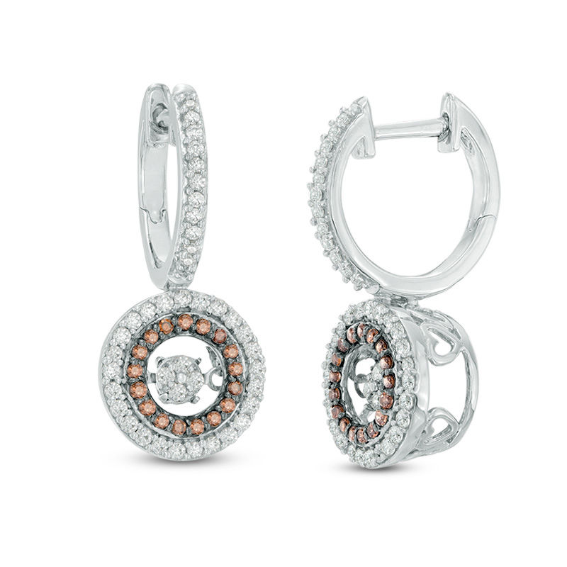Unstoppable Love™ 0.58 CT. T.W. Champagne and White Composite Diamond Frame Drop Earrings in Sterling Silver|Peoples Jewellers