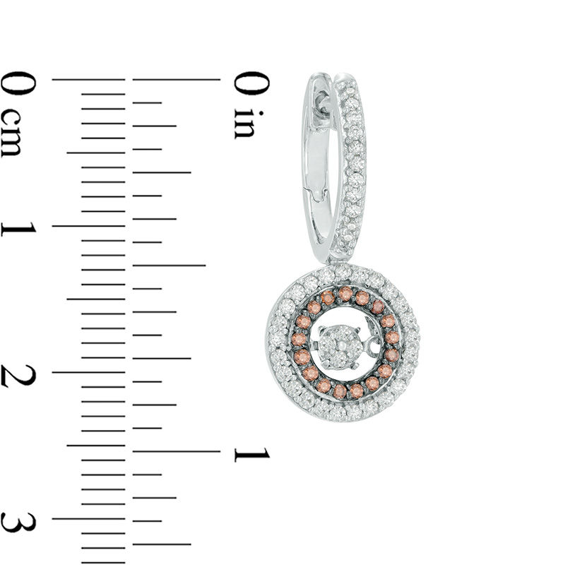 Unstoppable Loveâ¢ 0.58 CT. T.W. Champagne and White Composite Diamond Frame Drop Earrings in Sterling Silver