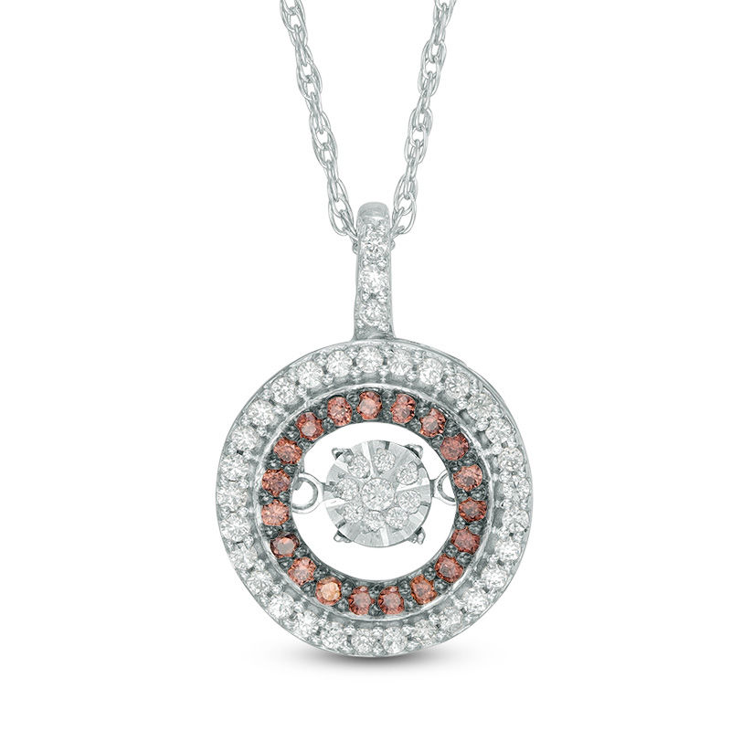 Unstoppable Love™ 0.30 CT. T.W. Champagne and White Composite Diamond Double Frame Pendant in Sterling Silver|Peoples Jewellers