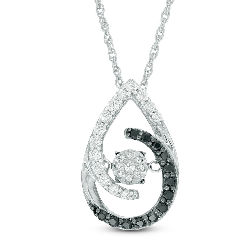 Unstoppable Love™ 0.30 CT. T.W. Enhanced Black and White Composite Diamond Teardrop Pendant in Sterling Silver