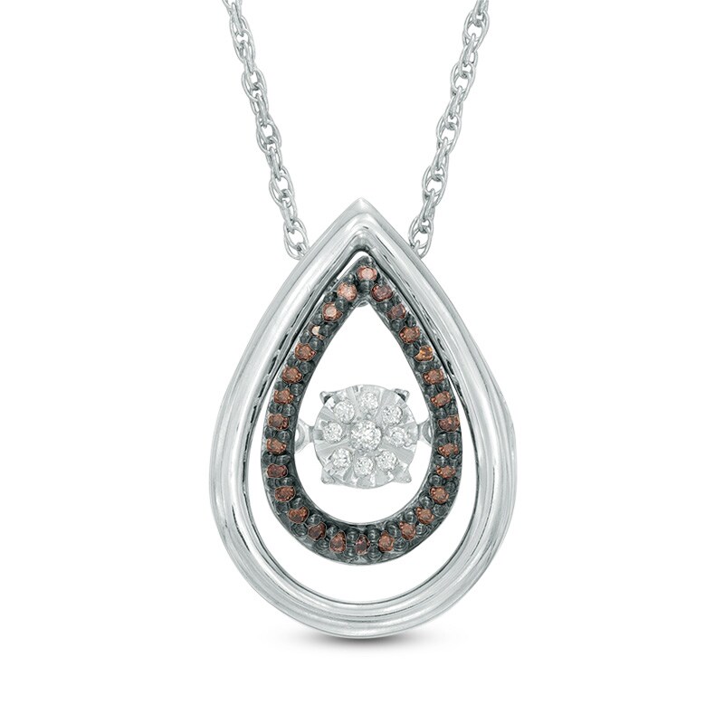 Unstoppable Love™ 0.11 CT. T.W. Champagne and White Composite Diamond Teardrop Pendant in Sterling Silver