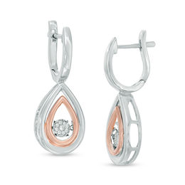 Unstoppable Love™ Composite Diamond Accent Pear-Shaped Drop Earrings in Sterling Silver and 10K Rose Gold