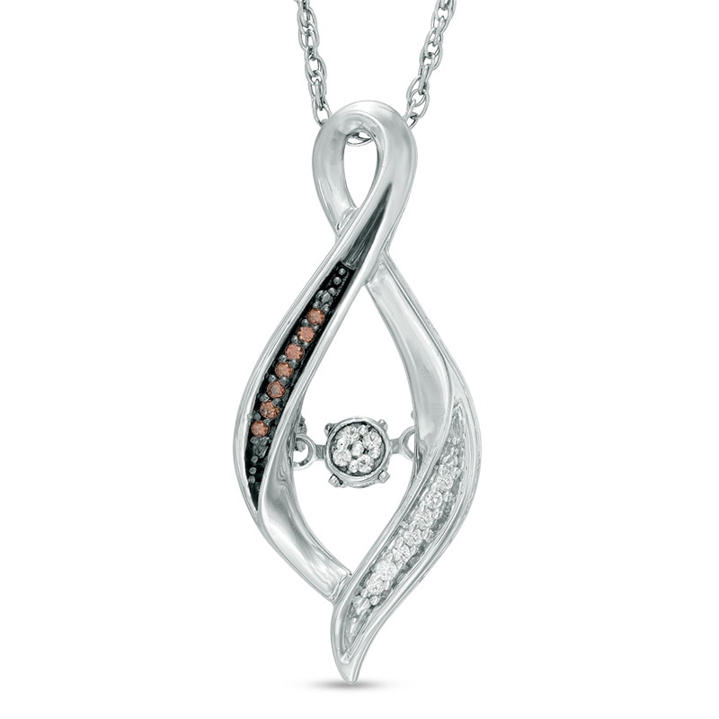 Main Image 1 of Unstoppable Love™ Champagne and White 0.04 CT. T.W. Diamond Infinity Twist Pendant in Sterling Silver