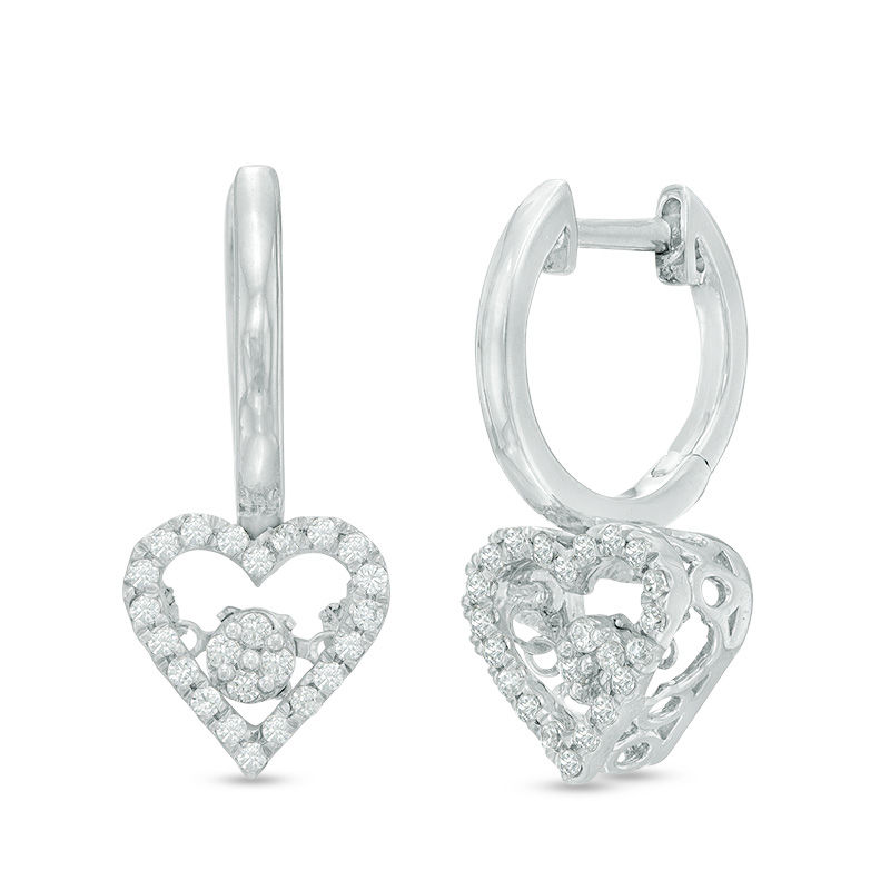Unstoppable Love™ 0.37 CT. T.W. Composite Diamond Heart Drop Earrings in Sterling Silver