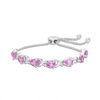 Thumbnail Image 0 of Pear-Shaped Lab-Created Pink Sapphire Infinity Bolo Bracelet in Sterling Silver - 9.5"