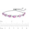 Thumbnail Image 1 of Pear-Shaped Lab-Created Pink Sapphire Infinity Bolo Bracelet in Sterling Silver - 9.5"