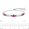 Thumbnail Image 1 of Lab-Created Ruby Three Stone Station Bolo Bracelet in Sterling Silver - 9.5"
