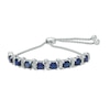Thumbnail Image 0 of 5.0mm Lab-Created Blue Sapphire and Diamond Accent Bar Bolo Bracelet in Sterling Silver - 9.5"