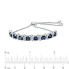Thumbnail Image 1 of 5.0mm Lab-Created Blue Sapphire and Diamond Accent Bar Bolo Bracelet in Sterling Silver - 9.5"