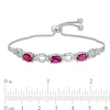 Thumbnail Image 1 of Oval Lab-Created Ruby Three Stone Bolo Bracelet in Sterling Silver - 9.5"