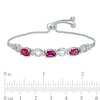 Oval Lab-Created Ruby Three Stone Bolo Bracelet in Sterling Silver - 9.5"