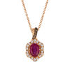 Thumbnail Image 0 of Le Vian® Passion Ruby™ and 0.17 CT. T.W. Diamond Scallop Frame Pendant in 14K Strawberry Gold™
