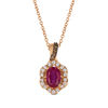 Le Vian® Passion Ruby™ and 0.17 CT. T.W. Diamond Scallop Frame Pendant in 14K Strawberry Gold™