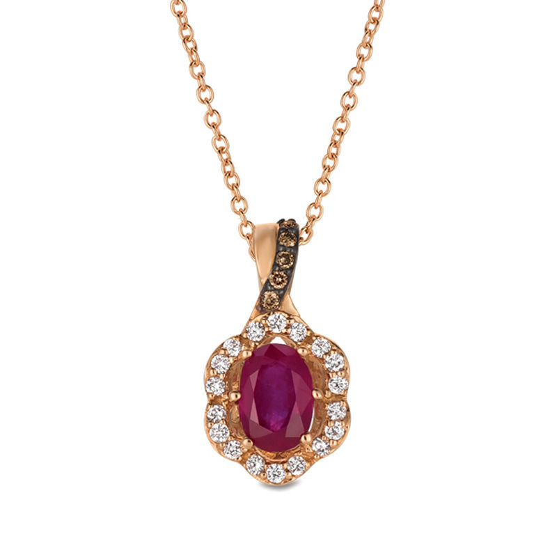 Le Vian® Passion Ruby™ and 0.17 CT. T.W. Diamond Scallop Frame Pendant ...