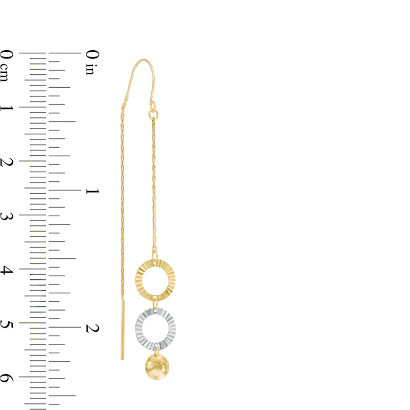 Main Image 2 of Diamond-Cut Triple Disc Threader Earrings in 10K Gold