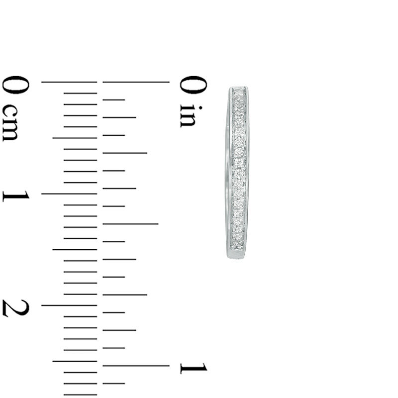 Main Image 2 of 0.07 CT. T.W. Diamond Hoop Earrings in 10K White Gold