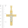 Thumbnail Image 1 of Greek Key Crucifix Necklace Charm in Hollow 10K Two-Tone Gold
