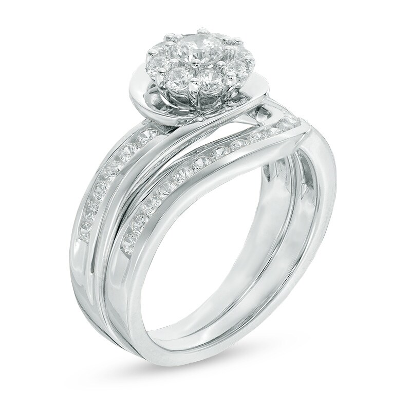 Main Image 2 of 0.95 CT. T.W. Certified Canadian Diamond Swirl Bridal Set in 14K Two-Tone Gold (I/I2)