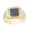 Thumbnail Image 0 of Men's 0.50 CT. T.W. Enhanced Black and White Composite Diamond Square Frame Ring in 10K Two-Tone Gold