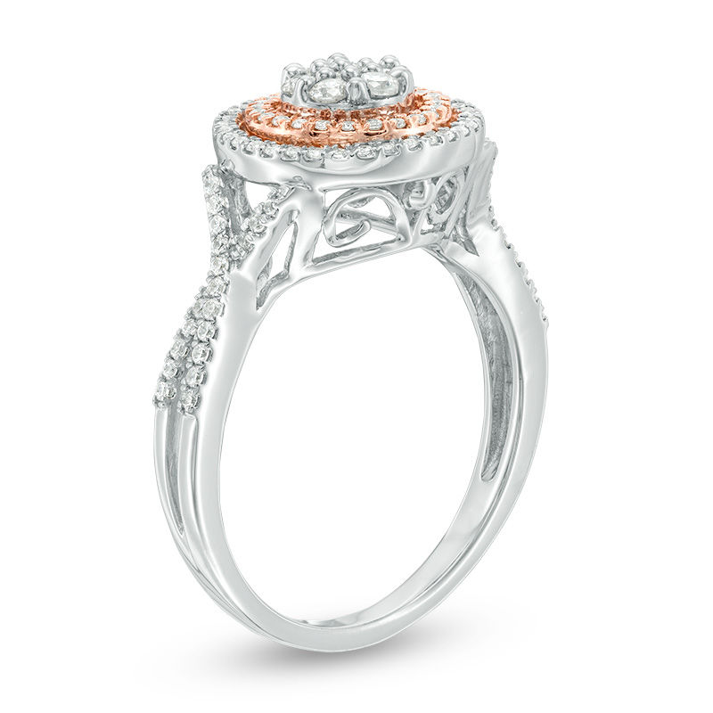 0.50 CT. T.W. Composite Diamond Double Frame Twist Ring in 10K Two-Tone Gold