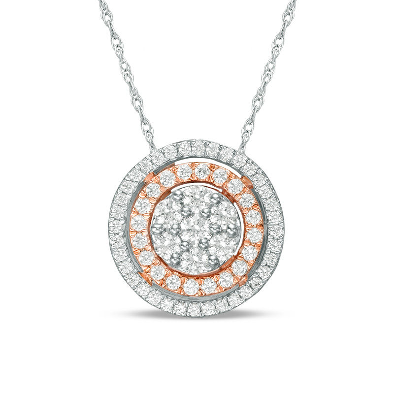 0.50 CT. T.W. Composite Diamond Double Frame Pendant in 10K Two-Tone Gold