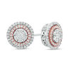 Thumbnail Image 0 of 0.50 CT. T.W. Composite Diamond Double Frame Stud Earrings in 10K Two-Tone Gold