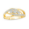 Thumbnail Image 1 of 0.15 CT. T.W. Diamond Three Flower Bypass Ring in 10K Gold