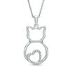 Thumbnail Image 0 of 0.04 CT. T.W. Diamond Cat with Heart Tail Pendant in Sterling Silver