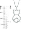 Thumbnail Image 1 of 0.04 CT. T.W. Diamond Cat with Heart Tail Pendant in Sterling Silver